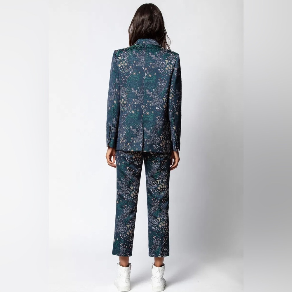ZADIG & VOLTAIRE Viking Jac Glam Navy Jacquard Blazer - Picture 9 of 13